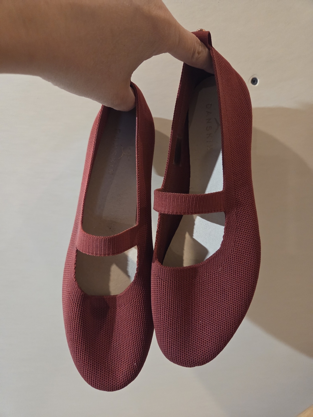 Danskin Women’s Knit Mary Jane Flats - Brick Red